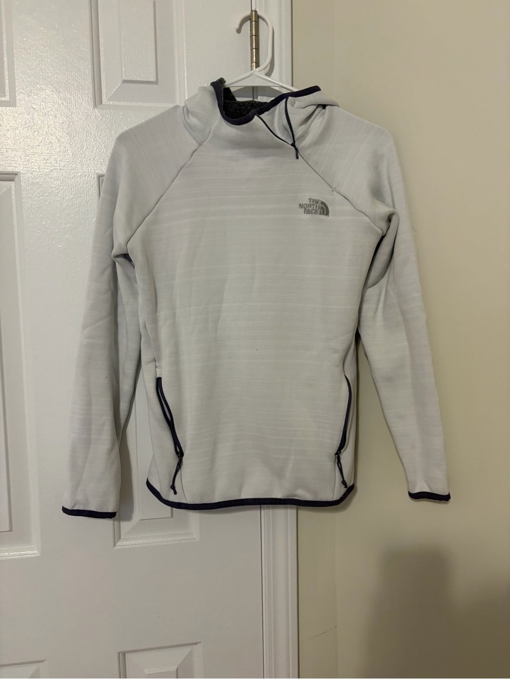 The North Face Light Gray Hoodie with Dark Trim